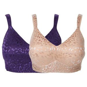 Rhonda Shear Jacquard Molded Cup Bra 2 Pack SMALL  (RS-20)
